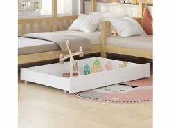 ModernLuxe Cama Montessori|Cama cabina 90x200cm + 140x70cm de madera maciza - con cajones y estantes + somier - Natural
