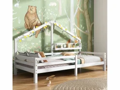 ModernLuxe Cama cabina 90x200cm de madera maciza - con estantes - Blanco Online