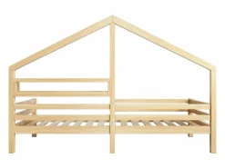 ModernLuxe Cama Montessori|Cama cabina 90x200cm de madera maciza - con estantes - Natural