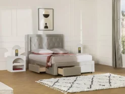 Vente-unique Cama Terciopelo|Cama Adulto|Cama cajones LEOPOLD Terciopelo color - 160 x 200 cm