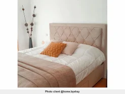 Vente-unique Cama Terciopelo|Cama Adulto|Cama cajones LEOPOLD Terciopelo color - 160 x 200 cm