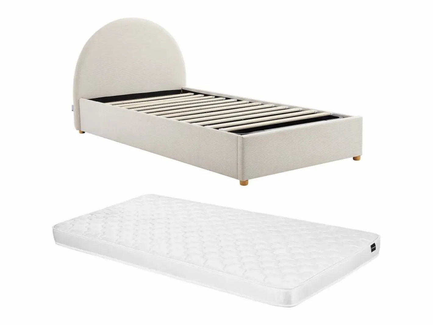 Vente-unique Cama canapé 90 x 190 cm en terciopelo acanalado color + colchón - LIRIMO Beige