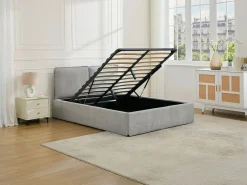 Vente-unique Cama Con Canapé|Cama canapé con funda extraíble queen size 160 x 200 cm de tela + colchón - TENESE