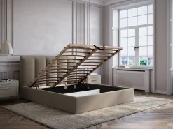 Vente-unique Cama canapé king size 200 x 200 cm de tela + colchón - KILACLO Topo Outlet