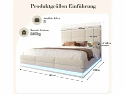 Cama canapé tapizada - 160 x 200 cm - cabecero regulable - con USB + LED - almacenaje hidráulico - terciopelo -^Merax Clearance