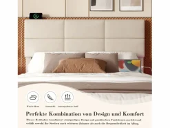 Cama canapé tapizada - 160 x 200 cm - cabecero regulable - con USB + LED - almacenaje hidráulico - terciopelo -^Merax Clearance