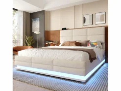 Cama canapé tapizada - 160 x 200 cm - cabecero regulable - con USB + LED - almacenaje hidráulico - terciopelo -^Merax Clearance