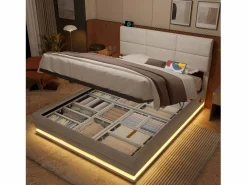 Cama canapé tapizada - 160 x 200 cm - cabecero regulable - con USB + LED - almacenaje hidráulico - terciopelo -^Merax Clearance