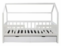 Cama Montessori|Cama casita con barandilla + 2 cajones madera 90x190cm