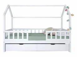 Cama Montessori|Cama casita con barandilla + 2 cajones madera 90x190cm