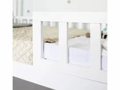 Cama casita con barandilla + cama elevable madera 90x190cm Blanco Clearance