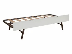 Cama casita con barandilla + cama elevable madera 90x190cm Blanco Clearance