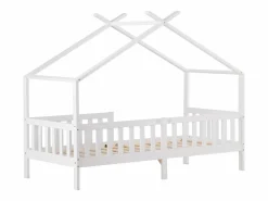 ModernLuxe Cama Montessori|Cama casita infantil 90×200 cm - en madera maciza + MDF - con protección anti-caídas y somier de láminas -