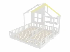 ModernLuxe Cama casita infantil 90 x 200 cm - con iluminación LED - con barreras de seguridad - con estantes de almacenamiento - ​ (colchón no incluido) Blanco Sale