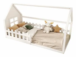 Cama casita infantil 90x200 cm - con barrotes de seguridad - Estructura de madera blanca - Estilo escandinavo limpio (sin colchón)^Hauss Spole Clearance