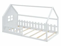 Cama casita infantil 90x200 cm - con barrotes de seguridad - Estructura de madera blanca - Estilo escandinavo limpio (sin colchón)^Hauss Spole Clearance