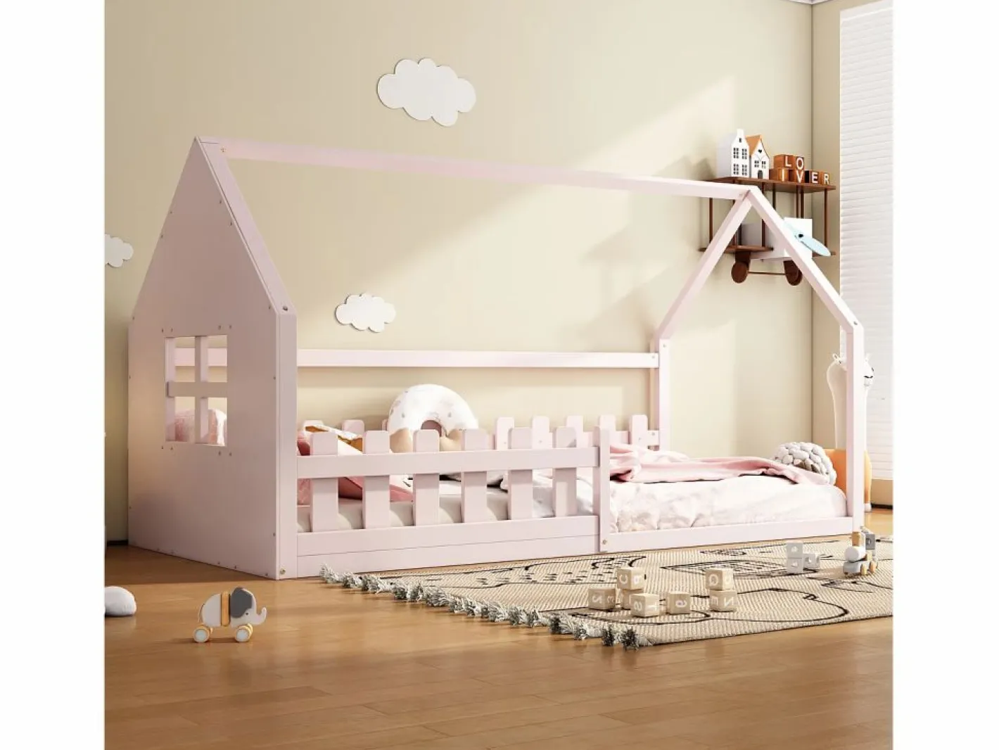Cama casita infantil 90x200 cm con barrotes – (sin colchón)^Hauss Spole Discount
