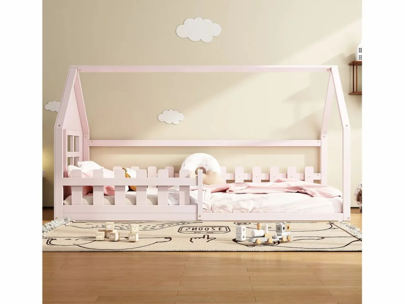 Cama casita infantil 90x200 cm con barrotes – (sin colchón)^Hauss Spole Discount