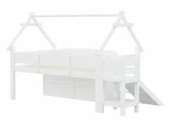 ModernLuxe Cama casita infantil 90x200 cm - con tobogán de seguridad - con 2 cajones - con barreras de seguridad - ​ (colchón no incluido) Blanco Sale