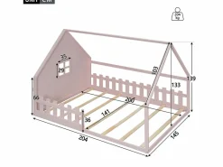 Hauss Spole Cama casita infantil 140x200 cm con barreras de seguridad, (sin colchón) Rosa Clearance