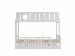 Cama Montessori|Cama casita 120x200cm con cama nido 120x190cm, Cama infantil con techo, chimenea, parrilla por 3 lados, pino + MDF,