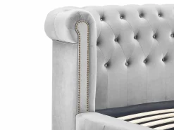 Vente-unique Cama Chesterfield 180 x 200 cm pana + colchón - TONGERLA Gris claro Outlet