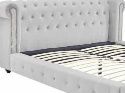 Cama chesterfield 160 x 200 cm pana + colchón - TONGERLA^Vente-unique Hot
