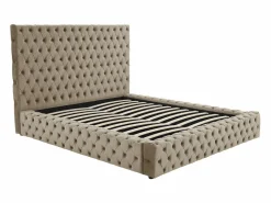 Vente-unique Cama Terciopelo|Cama Chesterfield tamaño queen con almacenaje en terciopelo color - DULENI