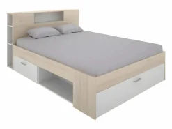 Cama compartimentos 140 x 190 cm color blanco y natural LEANDRE^Vente-unique New