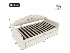 Merax Cama Diván|Cama con almacenaje - 90 x 200 cm - sofá cama con LED - sin colchón - terciopelo + MDF -