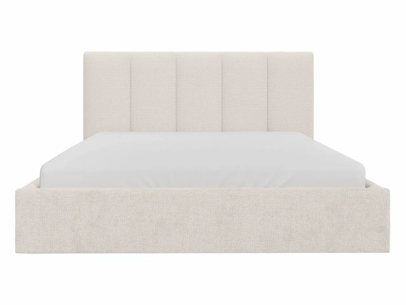 Vente-unique Cama con almacenaje de 160 x 200 cm con cabecero con costuras verticales tela - KILACLO Beige Hot