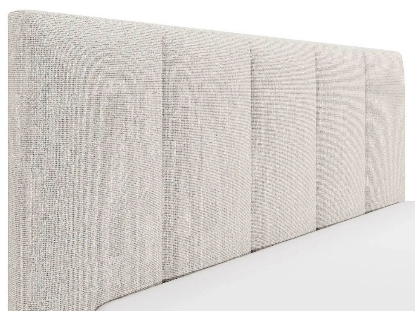 Vente-unique Cama con almacenaje de 160 x 200 cm con cabecero con costuras verticales tela - KILACLO Beige Hot