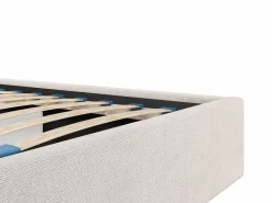 Vente-unique Cama con almacenaje de 160 x 200 cm con cabecero con costuras verticales tela - KILACLO Beige Hot