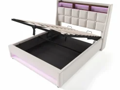Cama con almacenaje de lino 180x200 cm con LED y puertos USB - somier -^ModernLuxe Discount