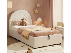 OKWISH Cama Con Canapé|Cama Infantil|Cama con almacenaje 90x200 cm Cama infantil con cabecero y somier - terciopelo bouclé (sin colchón)