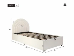 OKWISH Cama Con Canapé|Cama Infantil|Cama con almacenaje 90x200 cm Cama infantil con cabecero y somier - terciopelo bouclé (sin colchón)