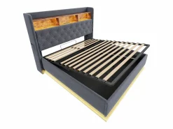 Hauss Spole Cama con almacenaje 180x200 cm para adultos con LED y USB Tipo-C, lino , sin colchón Gris Clearance