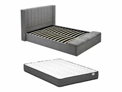 Cama con almacenamiento de 180 x 200 cm con banco en tela color + colchón - DOUINO^Vente-unique New