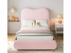 ModernLuxe Cama con almacenamiento infantil 90x200 cm - con cabecero acolchado - Revestimiento de terciopelo - (colchón no incluido) Rosa Sale