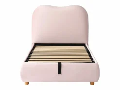 ModernLuxe Cama con almacenamiento infantil 90x200 cm - con cabecero acolchado - Revestimiento de terciopelo - (colchón no incluido) Rosa Sale