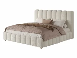 ModernLuxe Cama Terciopelo|Cama con almacenamiento tapizada 180x200cm - con somier de láminas - Tela rizada - ​ (sin colchón)