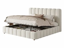 ModernLuxe Cama Terciopelo|Cama con almacenamiento tapizada 180x200cm - con somier de láminas - Tela rizada - ​ (sin colchón)