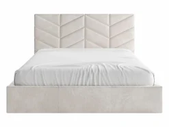 Vente-unique Cama Con Canapé|Cama Con Almacenaje|Cama con arcón king size 200 x 200 cm en tejido texturado + colchón - JUSTANI