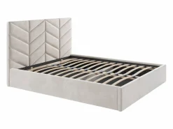 Vente-unique Cama Con Canapé|Cama Con Almacenaje|Cama con arcón king size 200 x 200 cm en tejido texturado + colchón - JUSTANI