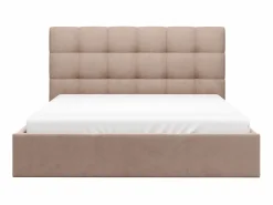 Vente-unique Cama con arcón king size 200 x 200 cm de terciopelo en color - MIRDAL Beige Discount