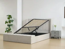 Cama con baúl 160 x 200 cm con banco en tela color - DOUINO^Vente-unique Discount