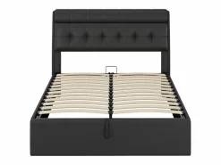 Merax Cama Con Canapé|Cama Adulto|Cama con cabecero de 140 x 200 cm con canapé abatible - LED - Piel sintética - Color (sin colchón)