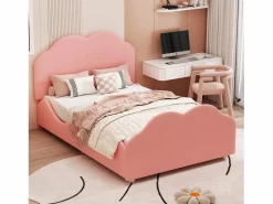 Cama con cabecero en forma de nube 90 x 200 cm - terciopelo - para niños - color^Merax Online