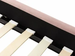 Vente-unique Cama Terciopelo|Cama con cabecero ondulado 140 x 190 cm Terciopelo rosa charme vintage SAGALI