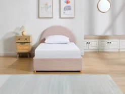 Vente-unique Cama con cajón 90 x 190 cm de terciopelo acanalado color - LIRIMO Rosa Discount